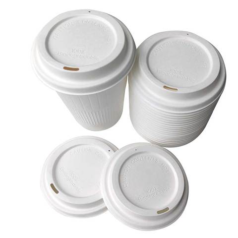 Caffee Flat Milk Tea Disposable Paper Lids Biodegradable Bagasse Cup Lid