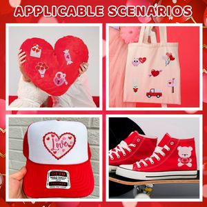 Iron on Embroidery pink Valentine Day love Heart Coffee Bear <b>Balloon</b> Wedding Patch for Girls - Product Image 6