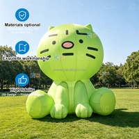 Mascotte de chat gonflable géant personnalisé en nylon vert pour la promotion en centre commercial en extérieur