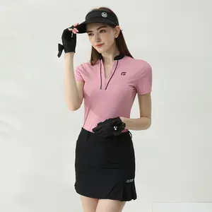 महिलाओं के लिए थोक गोल्फ कपड़े पोलो शर्ट छोटी आस्तीन वाली वी-गर्दन वाली महिलाओं के लिए स्लिम फिट सांस लेने योग्य त्वरित सूखी कैज़ुअल स्पोर्ट्सवियर
