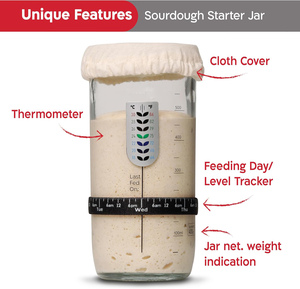 En vogue : Pot en verre de 42 oz pour la fermentation du levain, avec spatule, jetable, compatible lave-vaisselle et four, fournitures de pâtisserie - Product Image 2