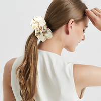 Grosir aksesori rambut ekor kuda Floral cincin rambut usus besar mode baru sifon Scrunchies rambut bunga