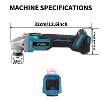 LYUWO Akku-Winkelschleifer mit BL-Motor, Lithium-Kit mit 2 Ersatzakkus, Ladegerät und Ersatzscheiben zum Schleifen und Schneiden