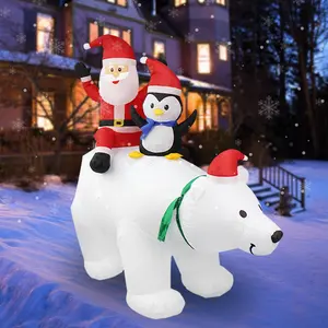 คริสต์มาสยักษ์พองหมีขั้วโลกหรูหราไฟ LED หมีขั้วโลกสวนกลางแจ้งพองตกแต่งคริสต์มาส