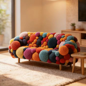 Sillón de Peluche Suave y Esponjoso, Color Macarrón, Tapizado, Cómodo, Estilo Divertido y Atrevido para Interiores, Asiento Tipo Diván - Product Image 1