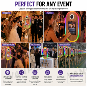 Cabina de Fotos Ovalada con Acabado de Madera para iPad de 10.2-13 Pulgadas, Soporte para Cámara DSLR, Kiosco para Bodas, Fiestas, Eventos, Alquiler, Negocios - Product Image 4