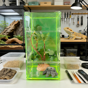 Grand récipient géométrique en acrylique vert fluorescent, idéal pour les plantes d'intérieur, les succulentes, les plantes aériennes pour la décoration de la maison - Product Image 5