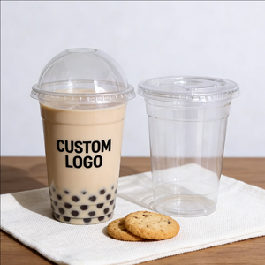 Gobelets en plastique de qualité alimentaire pour thé au lait, 14 oz avec couvercles et gobelets jetables personnalisés avec logo de 16 oz pour les boissons - Product Image 2
