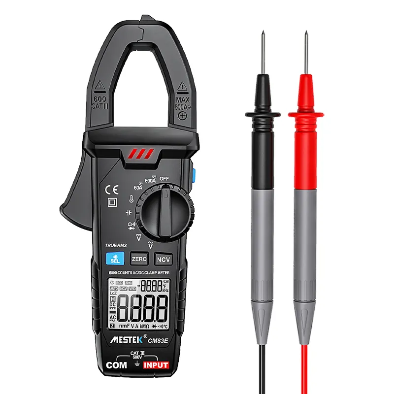 Цифровой мультиметр, токоизмеритель постоянного и переменного тока, с функцией True RMS, Бесконтактный индикатор напряжения, зажим с автоматическим выбором диапазона, амперметр, зажим, 6000 отсчетов