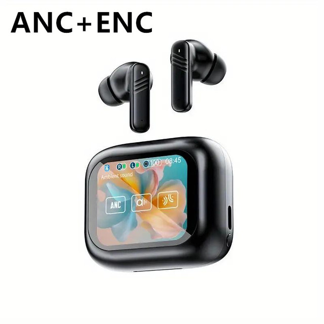 High-definition LCD Screen Full-color Multifunctional Wireless Audio Earphones ANC ENC Active Noise Reduction Tws True Earbuds