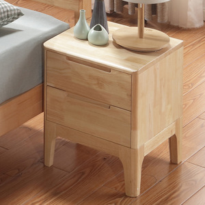 Solid Wood Nightstand 2 <b>Drawers</b> Natural Color Bedroom Storage Cabinet - Product Image 2