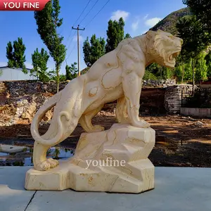 Estatua de ciervo tallada a mano para exteriores, escultura de tigre de mármol Natural