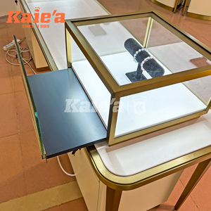 Meja pajangan perhiasan mewah desain furnitur pajangan kabinet dengan lemari kaca dan lampu LED untuk toko ritel - Product Image 3