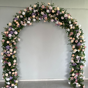 ซุ้มดอกไม้รูปแตรสีแดง รุ่น Y-HOA057 สำหรับงานแต่งงาน ซุ้มดอกไม้ประดิษฐ์สำหรับตกแต่งฉากหลังงานแต่งงาน ซุ้มดอกไม้ผ้าไหมรูปแตร สำหรับตกแต่งงานแต่งงาน - Product Image 6