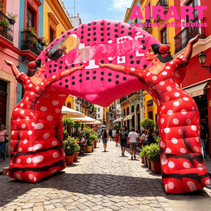 Arco Inflable Personalizado de Bailarina de <span class=keywords><strong>Flamenco</strong></span>, Puerta de Entrada Inflable Gigante con Forma de Labios Rosados y Texto de Marca Personalizado - Product Image 1