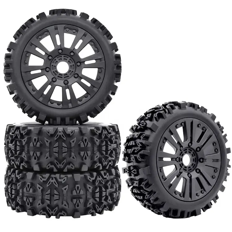 4PCS RC Car Wheels and Tires 17mm Hex RC Buggy Tires and Rims with Foam Inserts for 1/8 Traxxas,Redcat, HPI, HPS