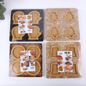 Ensemble de 4 plateaux de service en bois de Noël, assiettes à fruits en forme de cloche et d'arbre pour la décoration de la maison et des fêtes - Product Image 1
