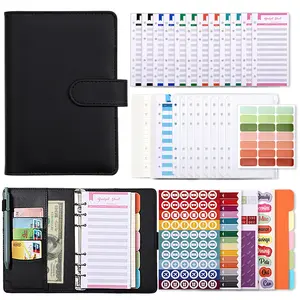 Bunter PU-Leder-Loseblatt-Notizbuch binder zum Gelds paren Binder Budget planer mit Geld umschlägen A6 Budget binder