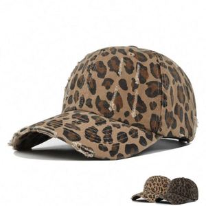 Casquettes de baseball vintage usées pour sports de plein air, 100 % coton, motif léopard, pour hommes, vente en gros - Product Image 1