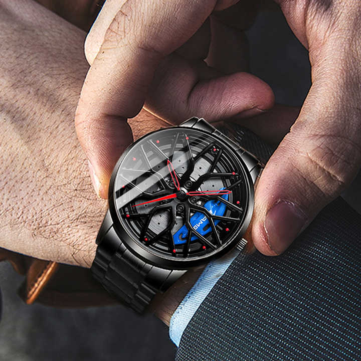 Mens Luxury Watches Sports Car Watches Waterproof Sport Rim Hub Wheel Wristwatch Car Quartz Men's Watches