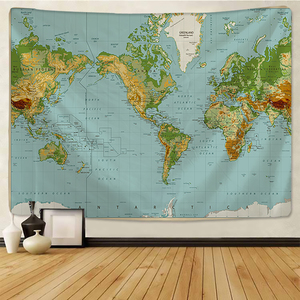 <span class=keywords><strong>Tapiz</strong></span> de Poliéster con Mapa del Mundo en Acuarela para Cubierta de Mesa, Toalla de Yoga o Playa - Product Image 2