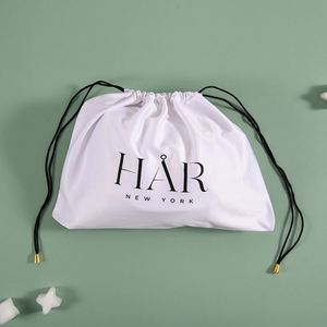 Bolsitas de Joyería Personalizadas de Satén de Seda Blanca con Cordón, Embalaje Textil con Logotipo Personalizado - Product Image 3
