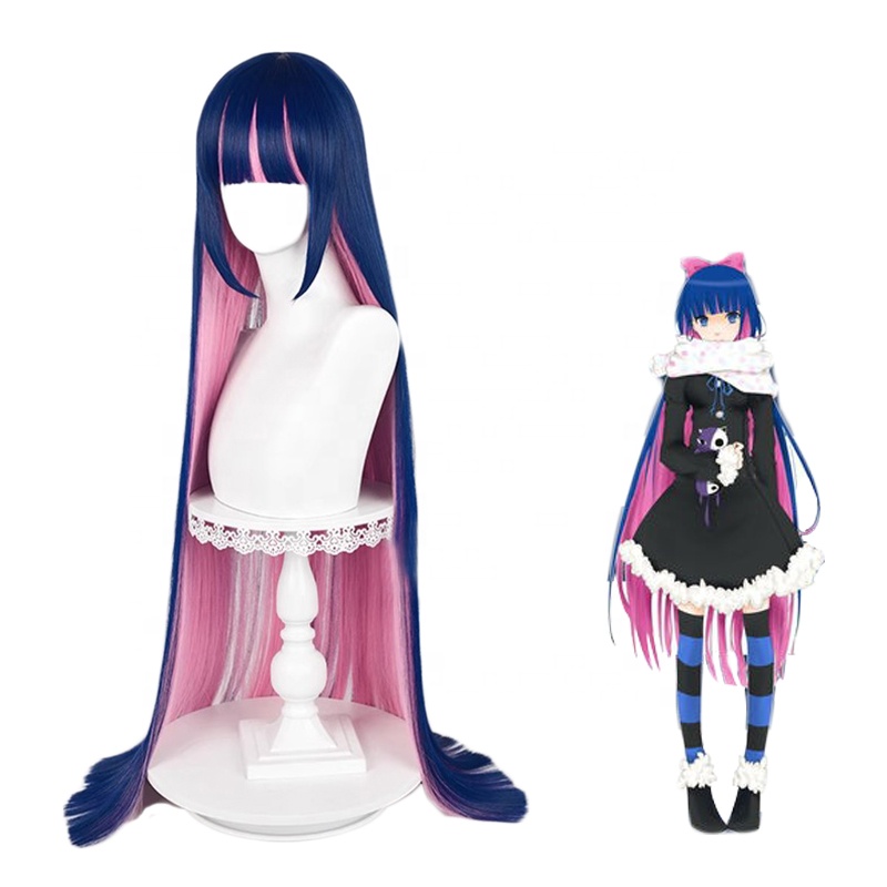 卸売ストッキングアニメウィッグコスプレ120cmロングストレートブルー