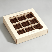 Boîte cadeau en chocolat personnalisée avec couvercle transparent, emballage de luxe pour bonbons et truffes avec séparateurs et impression de logo