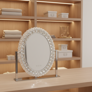 Oval Desktop Led Crystal <b>Makeup</b> <b>Mirror</b> <b>with</b> Frame - Product Image 2