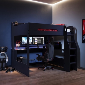 Cama Alta Tipo Loft para Gaming para Habitación de Niño con Escritorio, Muebles de Videojuegos para Niños - Product Image 5