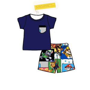 Prix d'usine – Ensemble chemise et short imprimé pour garçons – Style décontracté d'été - Product Image 3