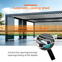 Pergola motorisée en aluminium à lames orientables, télécommande sans fil, étanche et résistante au soleil avec éclairage LED, idéale pour les jardins