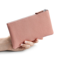 Dompet Panjang Kulit Asli Pabrik untuk Wanita Pria, Dompet Koin Resleting, Tempat Uang, Tempat Kartu Kredit, Tempat Ponsel, Tempat Makeup