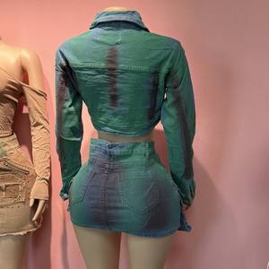 Set Due Pezzi in Denim Casual 2025, Giacca a Maniche Lunghe + Gonna Aderente alla Moda, Completo Streetwear in Jeans per Donne - Product Image 4