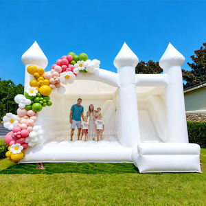 Château gonflable publicitaire commercial et résidentiel, multicolore, imperméable, avec ventilateur intégré, installation facile, toboggan de 12 pieds - Product Image 1