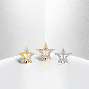Set di 5 Anelli <span class=keywords><strong>per</strong></span> <span class=keywords><strong>Ombelico</strong></span> a Forma di Stella, Gioielli <span class=keywords><strong>per</strong></span> <span class=keywords><strong>Piercing</strong></span> all'<span class=keywords><strong>Ombelico</strong></span>, Zircone Placcato <span class=keywords><strong>Argento</strong></span> <span class=keywords><strong>in</strong></span> Acciaio Inossidabile, Filettatura Esterna 10mm <span class=keywords><strong>per</strong></span> Matrimonio - Product Image 3
