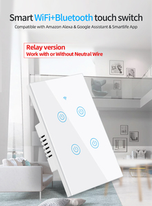 Esp8266 cảm ứng thông minh Bảng điều chỉnh thông minh chuyển đổi Wifi + BLE 2 Gang chúng tôi Brazil tiêu chuẩn bền duy nhất dây trung tính điều khiển từ xa 10A - Product Image 2