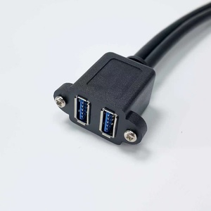 20 针内部主板接头转 2 端口 USB 3.0 AF 面板延长线，双螺钉法兰安装 - Product Image 1