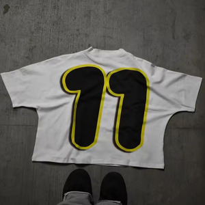 Camiseta con estampado Dtg de estilo callejero de gran tamaño personalizada Camiseta cuadrada de algodón de alta calidad unisex - Product Image 3