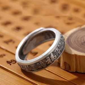 Vintage Men's Vintage Distressed Baifu Character <b>Ring</b> Chinese Style Fu Letter Fengshui Wealth <b>Couple</b> <b>Ring</b> Men Women <b>Couple</b> <b>Rings</b> - Product Image 6