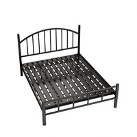 Cadre de lit double en fer forgé avec sommier à lattes, suspension renforcée, usage domestique, modèle 1800 mm, minimaliste moderne, pour location