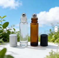 Emballage cosmétique, flacon à bille pour huile essentielle, flacon de parfum en verre rose doré pour crème pour le visage, sérum pour la peau et gouttes pour les yeux avec compte-gouttes