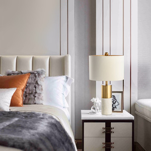 Modern Marble <b>Table</b> <b>Lamp</b> With Gold <b>Base</b> E27 Led Light Source For Living Room Bedroom Desk Lighting - Product Image 3