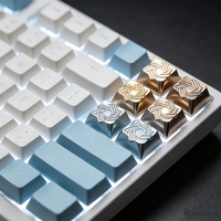 Capuchons de touches en acier inoxydable, design étoile géométrique à six branches, finition métallique multicolore, capuchons de touches décoratifs artisanaux