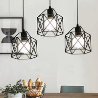Lampe suspendue industrielle vintage en fer forgé pour îlot de cuisine, lustre noir à LED dimmable pour salle à manger – Offre spéciale