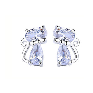 مجوهرات عالية الجودة للفتيات أقراط لطيفة من الأحجار الفضية الإسترلينية - Product Image 1