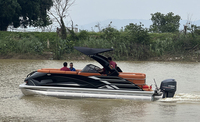 2025 Vente Flash Bateau Ponton/Fibre de Verre en Aluminium S-22ft avec Moteur Hors-Bord pour Pêche en Famille