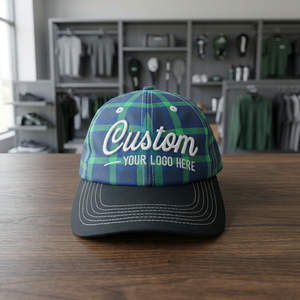 Hats Manufacturer Custom Logo Embroidery Gorras Hats 6 Panel Custom <b>Baseball</b> <b>Caps</b> Plaid Pattern Fabric Curved Brim Unstructured - Product Image 1