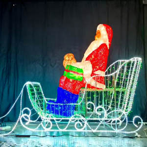 Christmas Santa Sleigh Reindeer Motif Light Outdoor LED Decoration For Holiday Landscape Display - Product Image 1