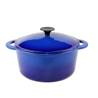Cocotte en fonte émaillée marron ombré 5QT avec couvercle, marmite robuste pour mijoter, rôtir et cuire au four